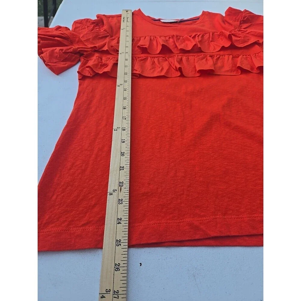 Tory Burch Lenox Short-sleeve Ruffled T-shirt size M